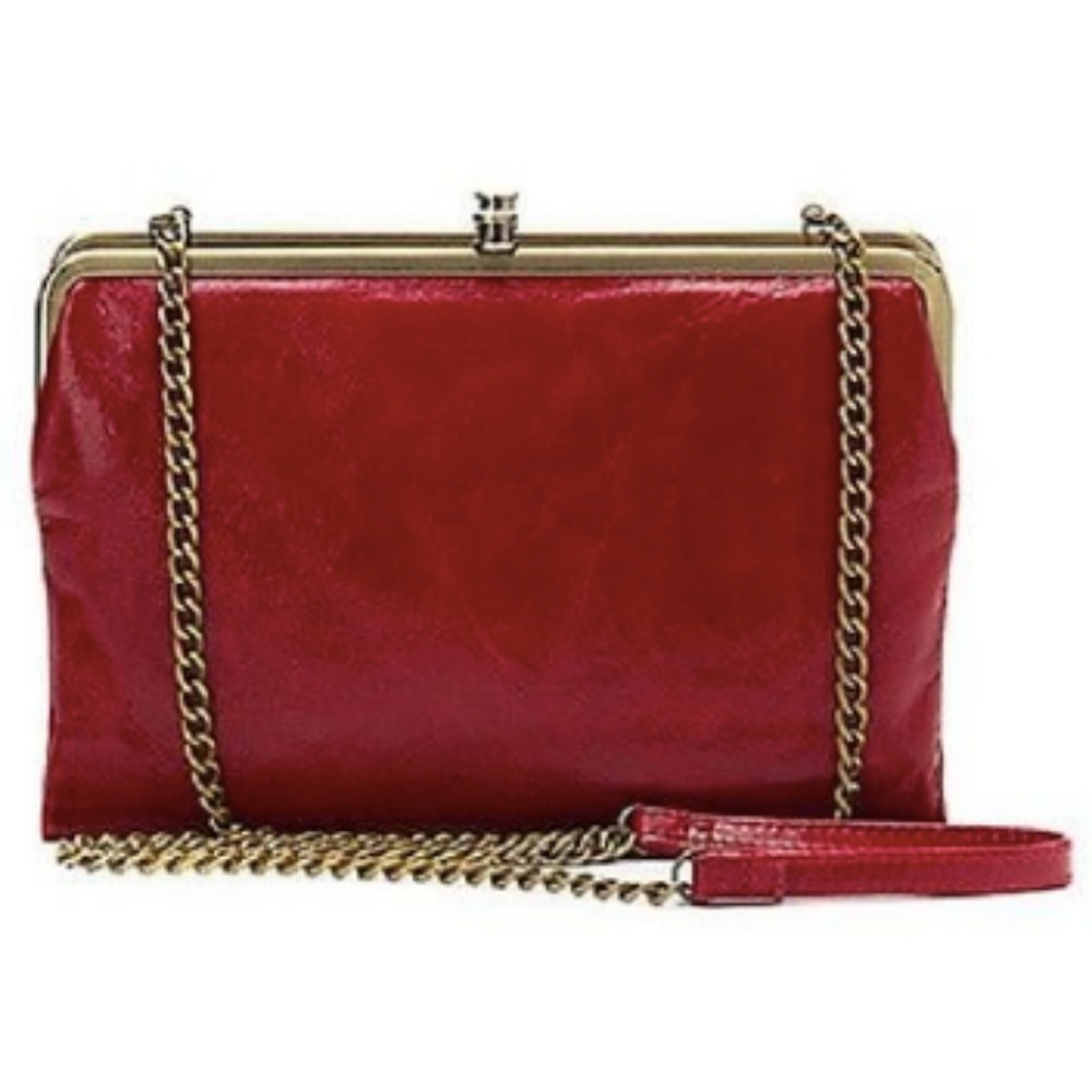HOBO oversized red wallet with crossbody chain